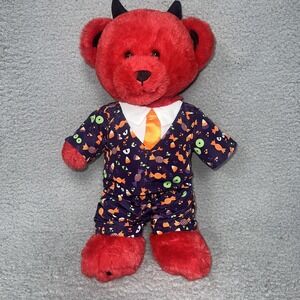 Build A Bear Red Devil Halloween Plush 16" Teddy Bear Candy Suit Stuffed Toy‎